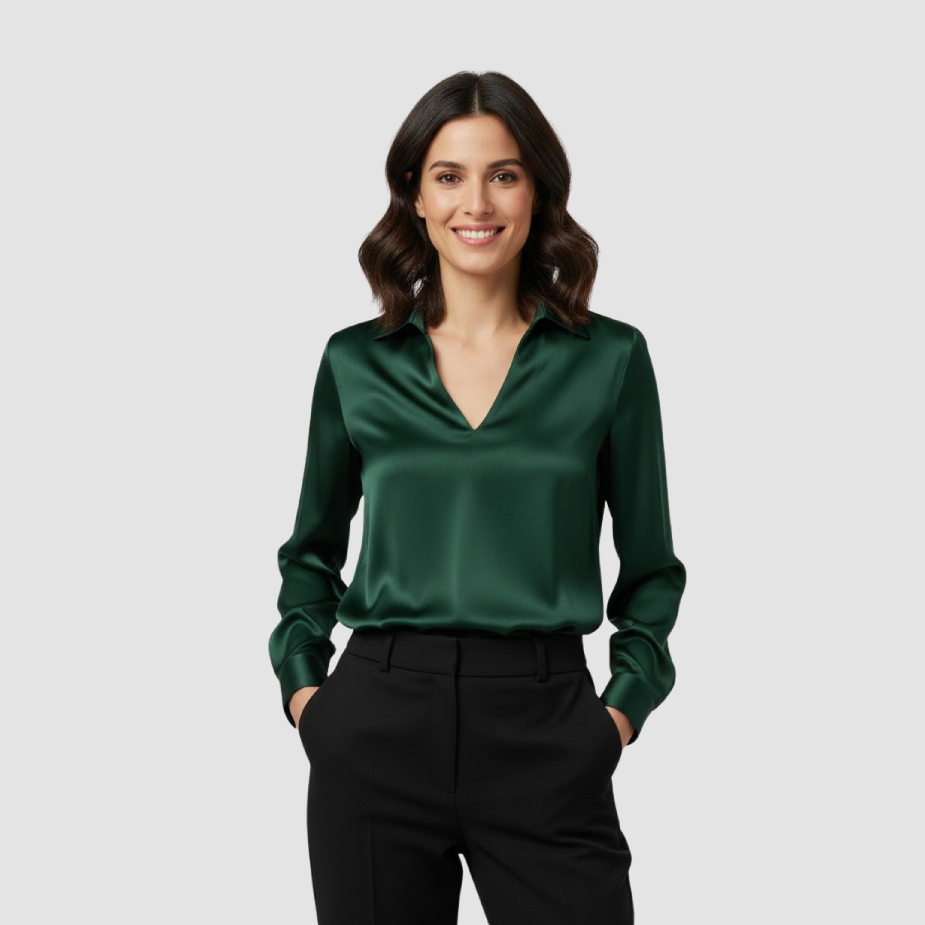 Blusa Elegante con Cuello en V para Mujer