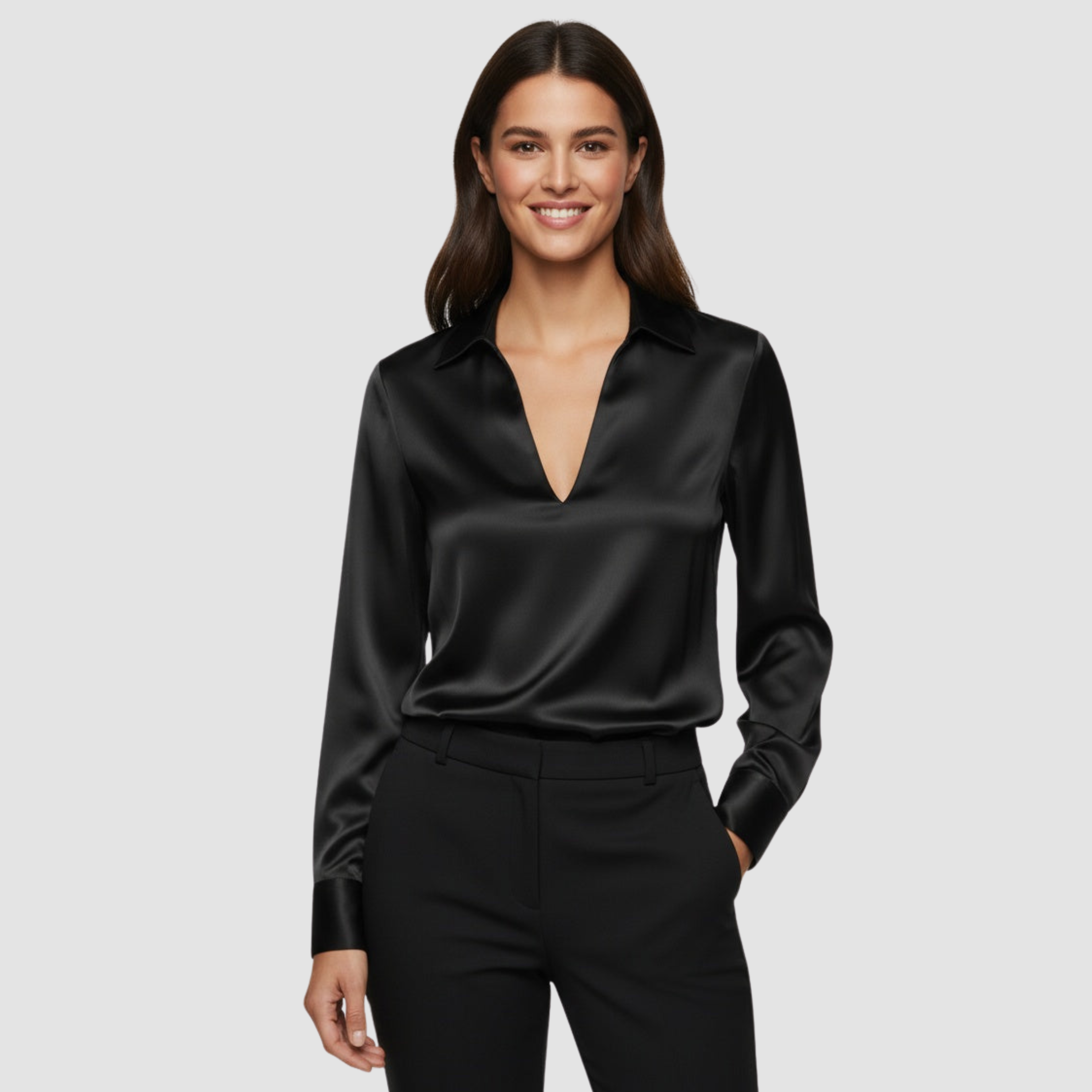 Blusa Elegante con Cuello en V para Mujer