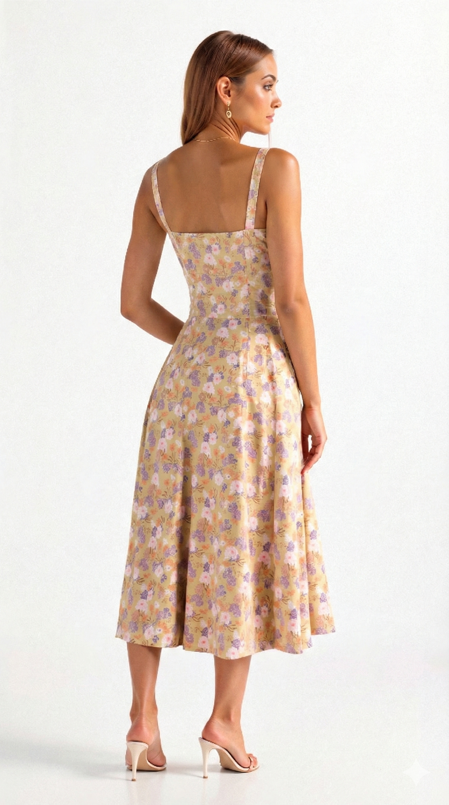 Vestido Midi Estampado con Tirantes para Mujer