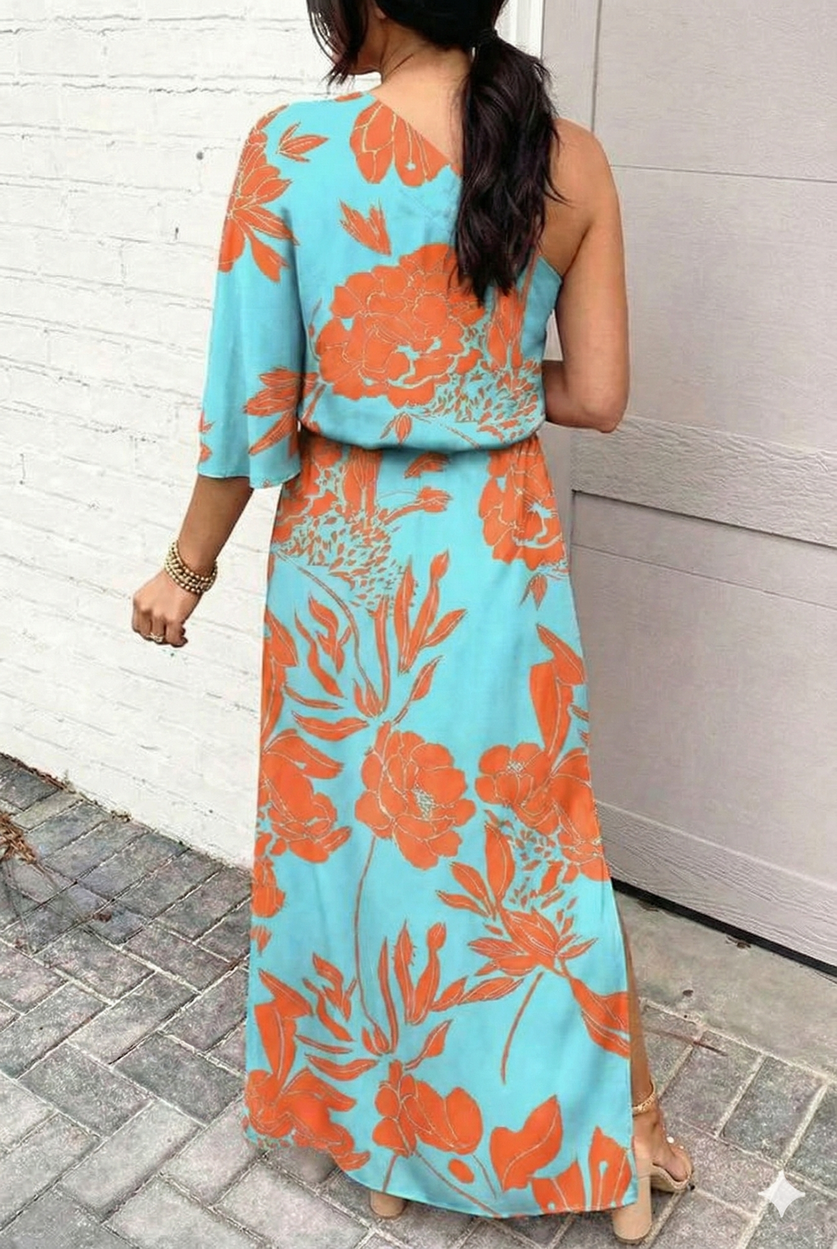 Vestido de Fiesta para Mujer de Corte Asimétrico con Estampado Floral