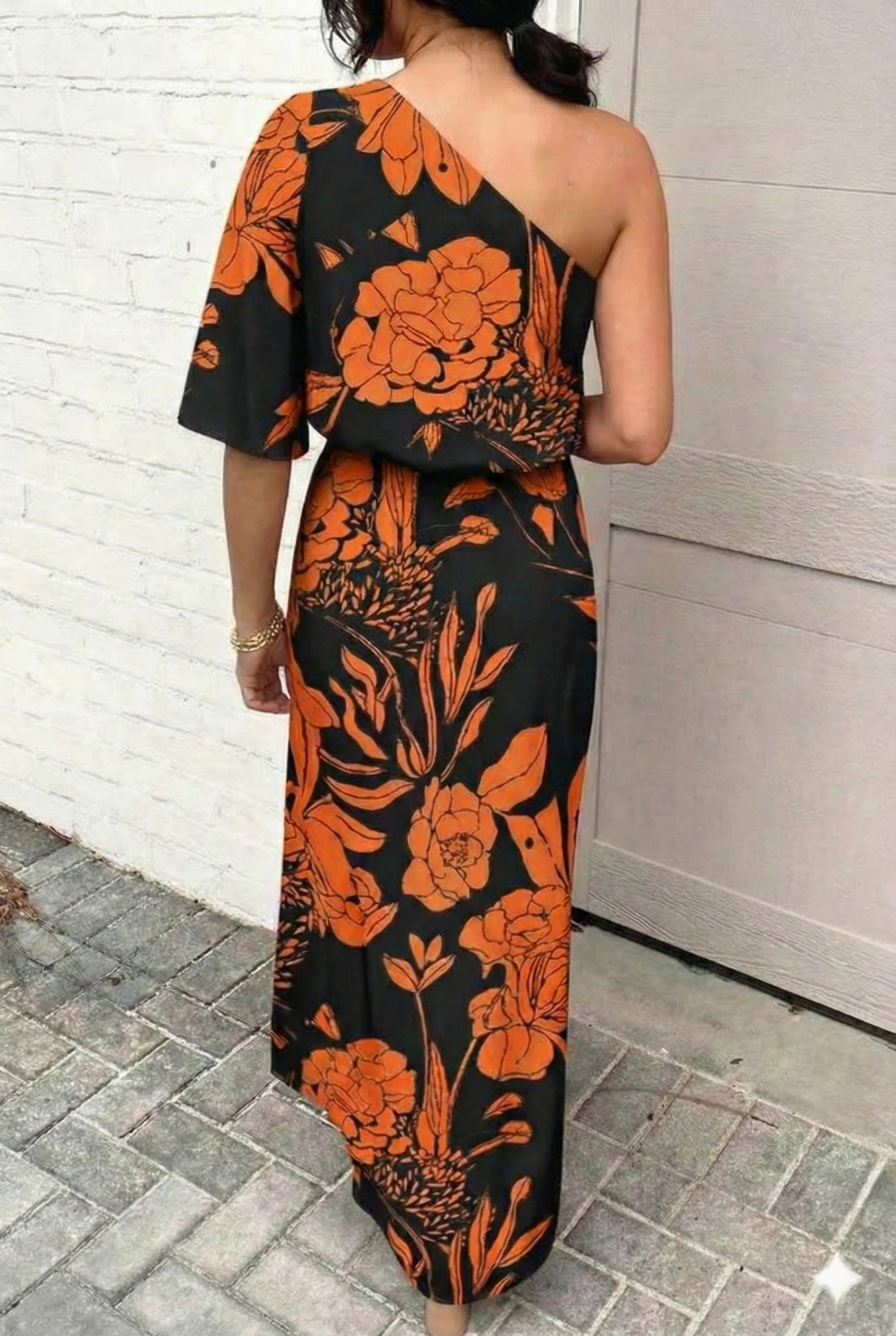 Vestido de Fiesta para Mujer de Corte Asimétrico con Estampado Floral