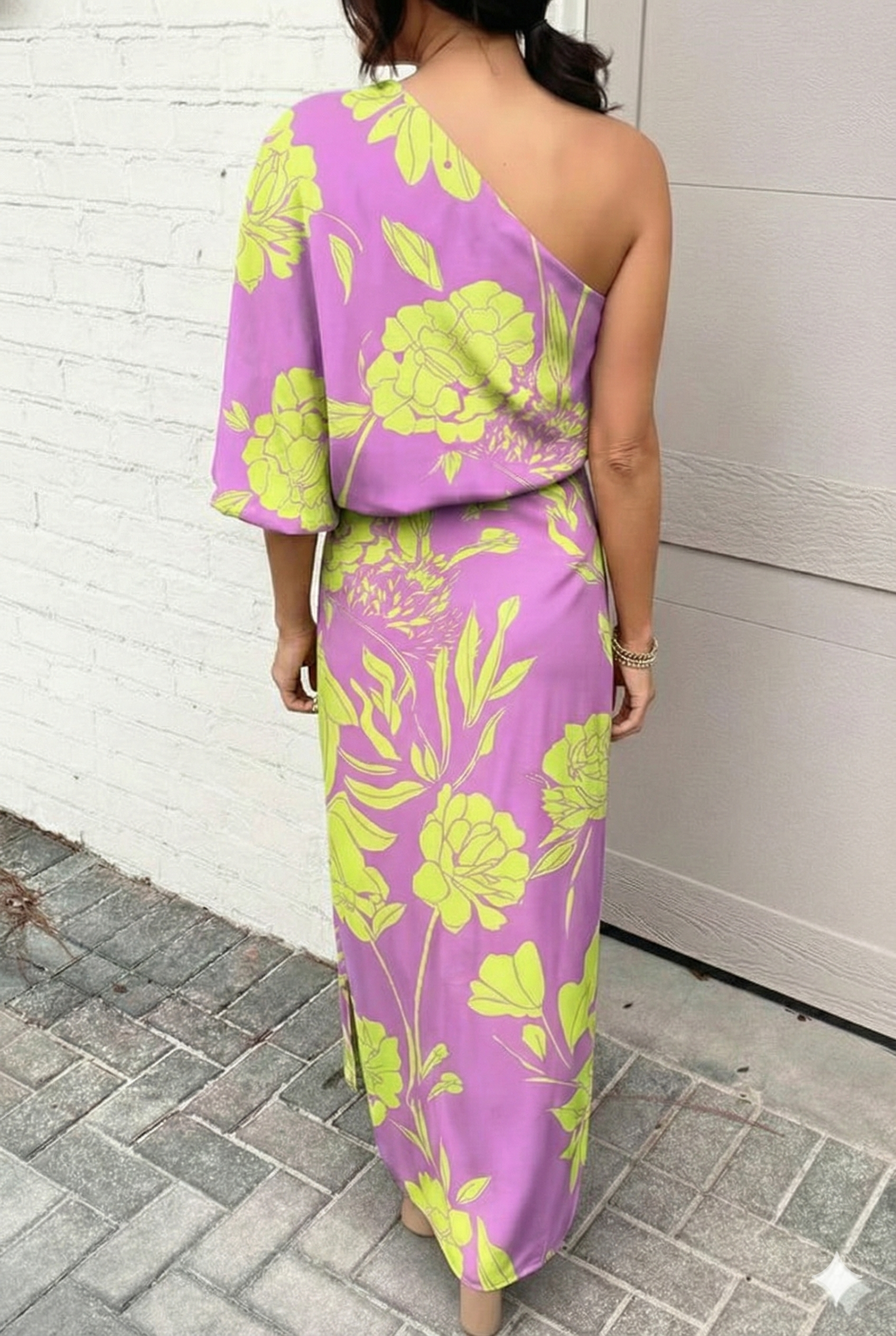 Vestido de Fiesta para Mujer de Corte Asimétrico con Estampado Floral