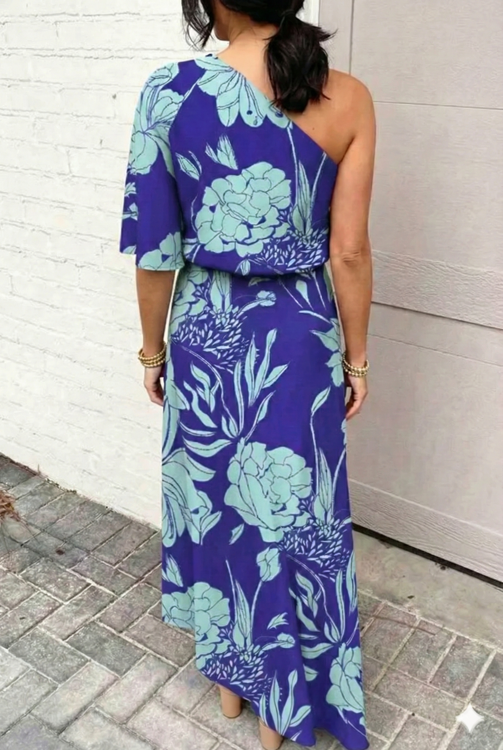 Vestido de Fiesta para Mujer de Corte Asimétrico con Estampado Floral