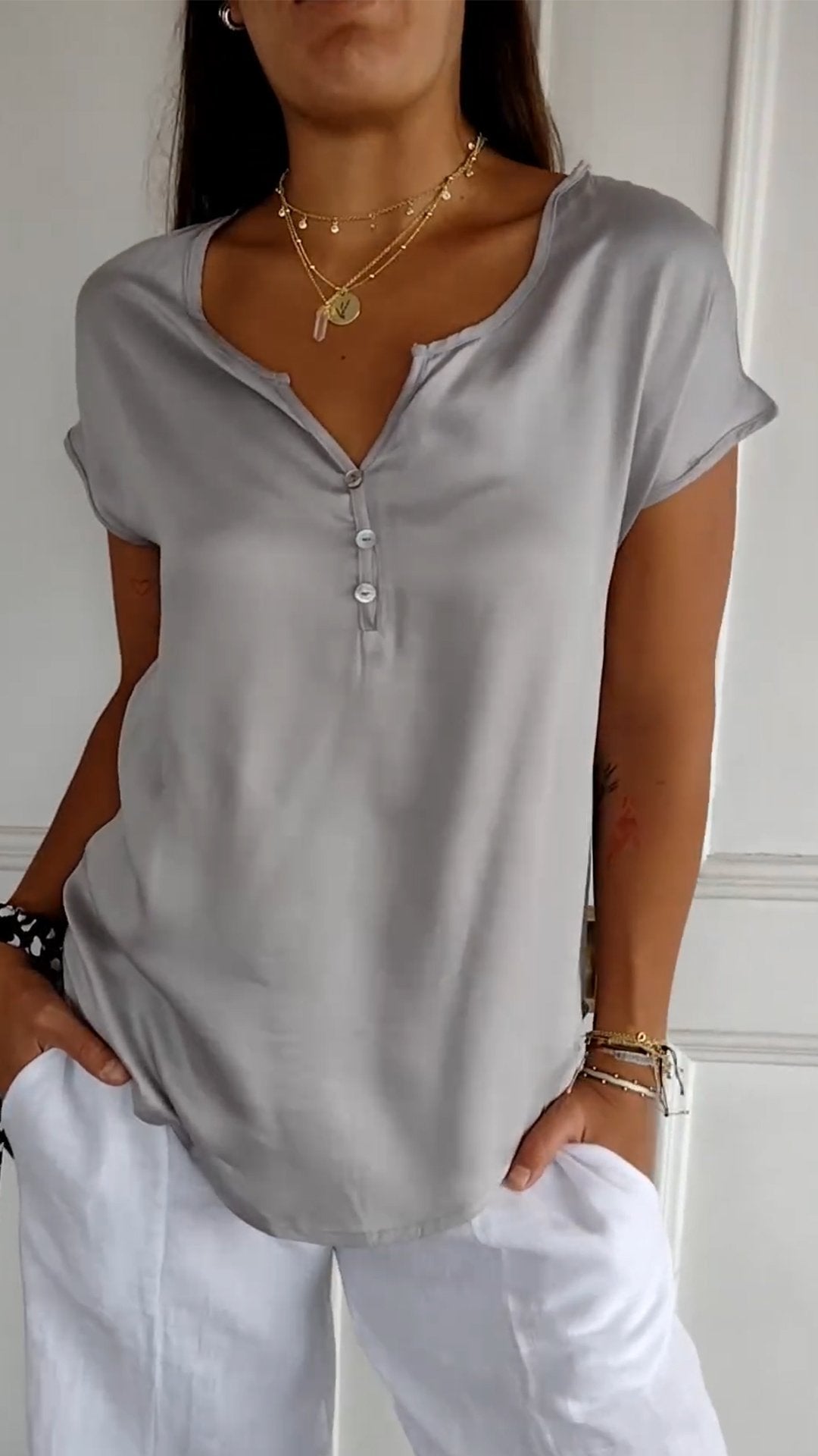 Blusa V-Neck Ligera para Mujer