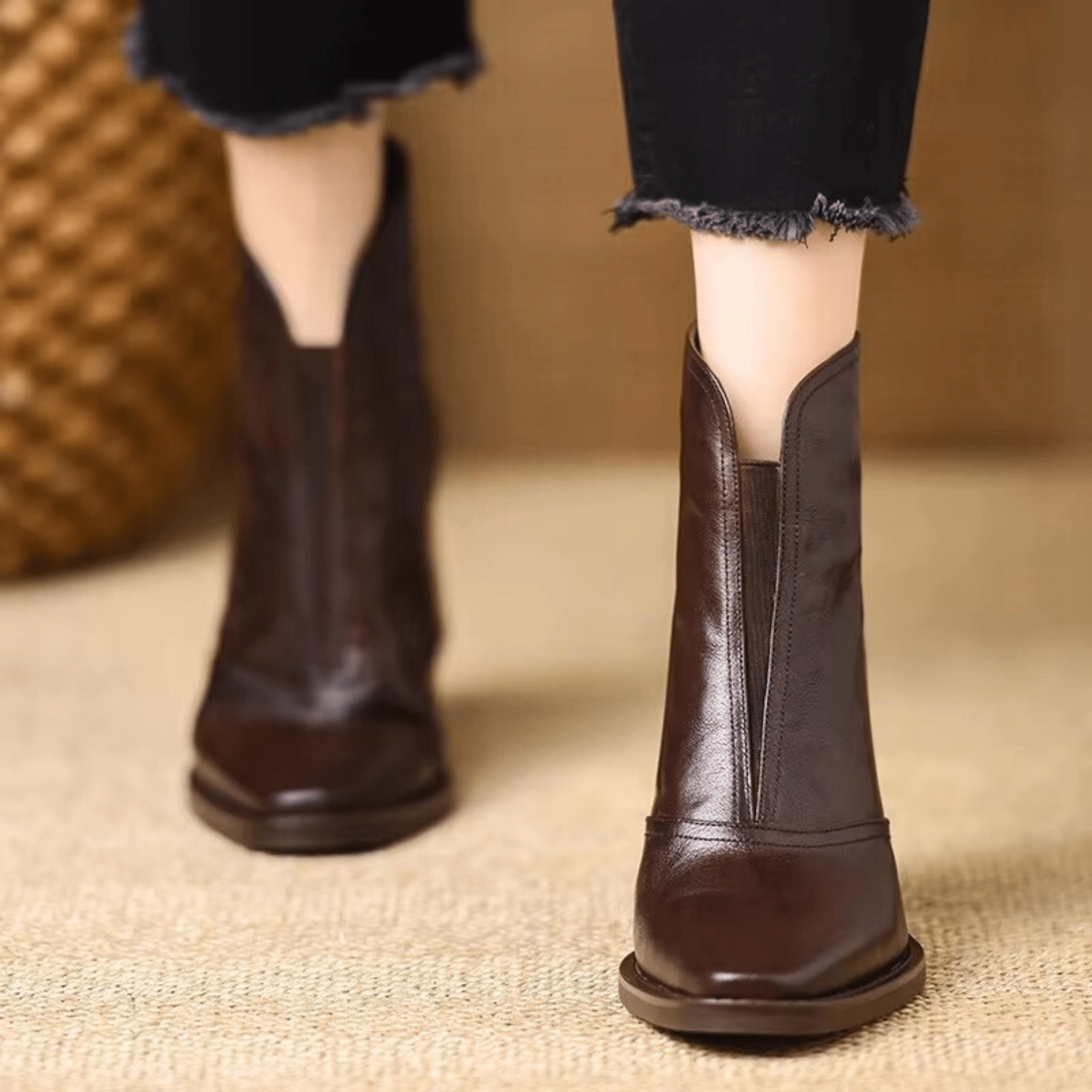 Botas de Moda con Tacón Grueso y Cierre Trasero para Mujeres